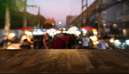 Empty wooden table in front of abstract blurred background of coffee shop . can be used for display Mock up  of product