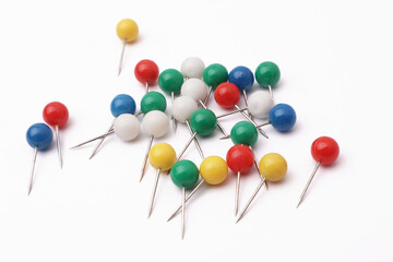 Colorful push pin thumbtack paper clip office business supplies
