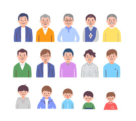 いろいろな世代の男性　上半身