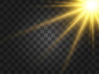 Bright beautiful star.Vector illustration of a light effect on a transparent background.