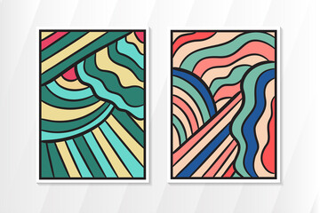 abstract square background template design. retro style with black outline. colorful pattern with vertical layout. illustration use a4 sizes.