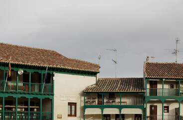 Buildings of main square in Chinchon, Madrid, Spain.