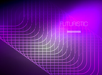 Neon color square shape lines abstract background. Shiny magic energy and motion concept, vector abstract wallpaper background