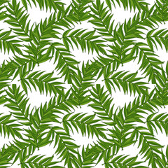 Naklejka na ściany i meble Exotic leaves seamless pattern vector for textile, wraping, wallpaper or other design