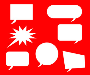 Cartoon dialogs cloud. Set of think and talk speech bubbles for messages and dialog words. Doodle style comic balloon, cloud shape design elements.