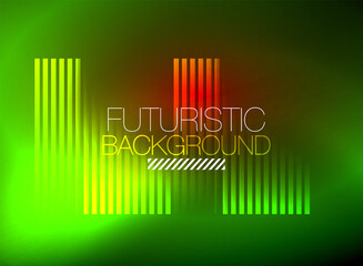 Bright neon color techno abstract background, shiny glowing neon lines in the dark background