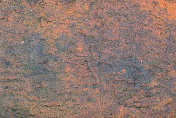 Texture a sheet of rusted metal with a characteristic brown color. Closeup. Space for text