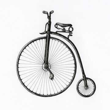 Hand drawn penny farthing bicycle