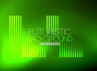 Bright neon color techno abstract background, shiny glowing neon lines in the dark background