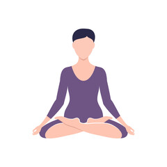 girl is sitting in the lotus position. vector.