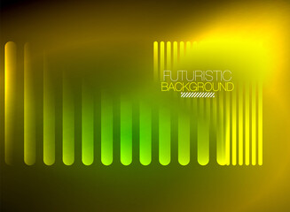 Bright neon color techno abstract background, shiny glowing neon lines in the dark background