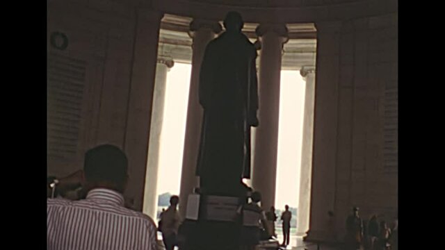 Washington DC archival in 1980s. Statue of Thomas Jefferson Memorial in capital city of the America. The historical United States in year 1981.