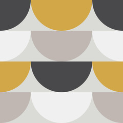 Cute Scandinavian geometric seamless pattern with half circles in neutral colors