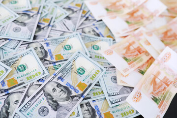 Group of money stack of 100 US dollars banknotes a lot of the background texture. Cash money in a large pile as a finance background.