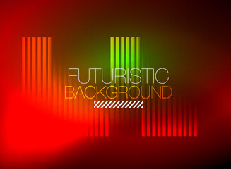 Bright neon color techno abstract background, shiny glowing neon lines in the dark background