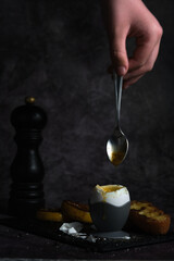 soft-boiled egg on a stand