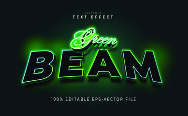editable 3d green beam text effect.typhography logo