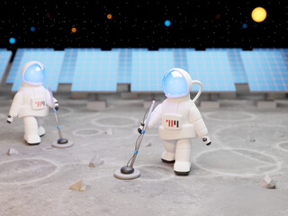 Obraz premium 3D image Astronauts exploring in another star, galaxy, Space Exploration, Colonization - 3D render