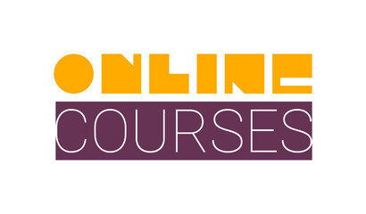 Online courses. Vector composition in minimalistic font style
