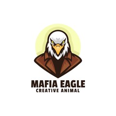 Vector Logo Illustration Mafia Eagle Mascot Cartoon Style.
