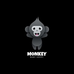 Vector Logo Illustration Monkey Gradient Colorful Style.