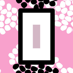 tablet pc flame with white marshmallow, pink background
