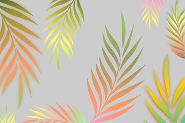 Palm leaves, background, green, yellow, blue. vector.