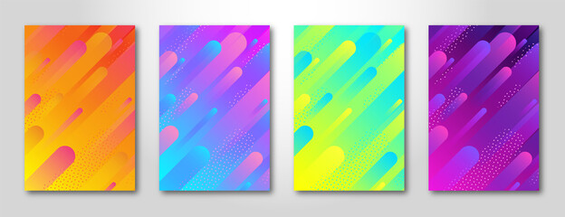 Modern abstract gradient colorful background set with geometric patterns.