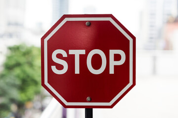 Closeup of stop road sign