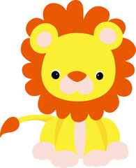 Obraz premium Cute character for kids. Illustration of a cute lion, a baby animal for kindergarten.