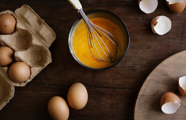 Beaten eggs food photography recipe idea - obrazy, fototapety, plakaty