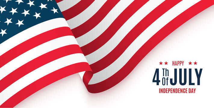4th of July banner. American independence day celebration Vector background with an American flag.