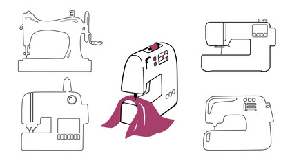 Sewing machine vector logo set