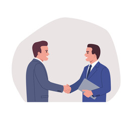Fototapeta premium Businessmen shaking hands. Handshake of business partners.Vector flat style illustration