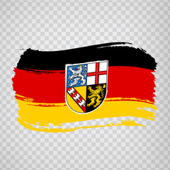 Flag of Saarland brush strokes. Flag waving of Saarland on transparent background for your web site design,  app, UI.  Germany. EPS10.