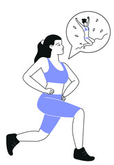 Vector image of a girl squats. Preparing the body for the beach season