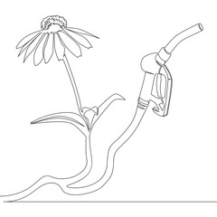 Continuous line art drawn ecological fuel concept