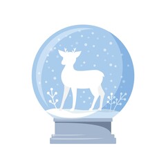 Christmas cute reindeer in snow globe