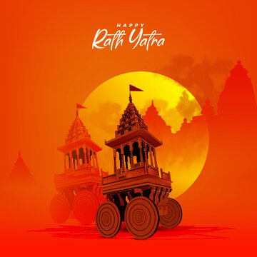 Red Grunge Vintage Rath Yatra Vector