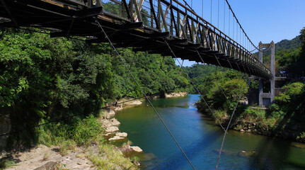 Fototapeta premium Asian Suspension Bridge, landscape Shifen.