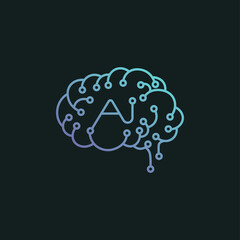 Artificial intelligence brain icon illustration
