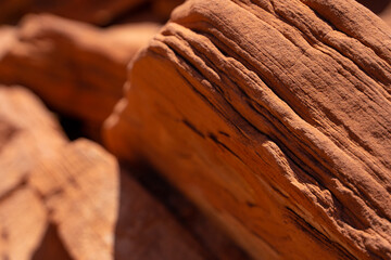 The texture of red rocks in the Valley of Fire, Nevada. Background image of natural pattern