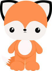 Cute character for kids. Illustration of a cute fox cub, a baby animal for kindergarten.