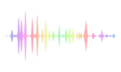 Frequency audio waveform, music wave HUD interface elements, colorful voice graph signal. - 435376781