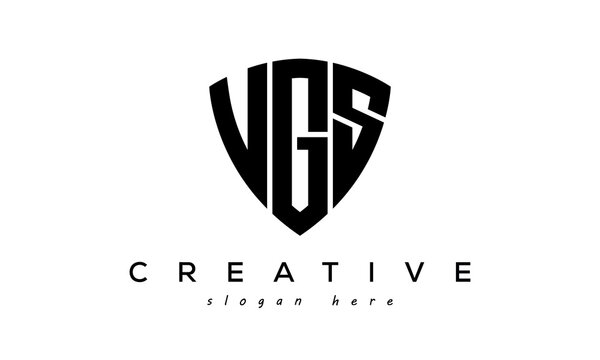 VGS letters creative logo with shield	