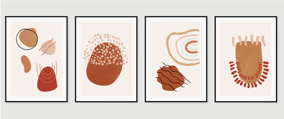 Abstract art background vector. Wall art design with earth tones color, Hand drawn texture. Minimal texture design for wall home decoration. canvas prints, digital prints, wallpaper and cover template © TWINS DESIGN STUDIO