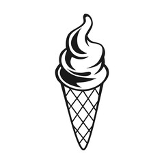 Ice cream Vector outline illustration drawings on a white background