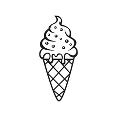 Ice cream Vector outline illustration drawings on a white background