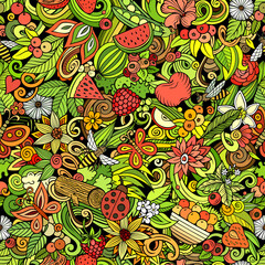 Naklejka premium Cartoon doodles Summer seamless pattern.