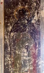 painting on the walls of the abandoned church
